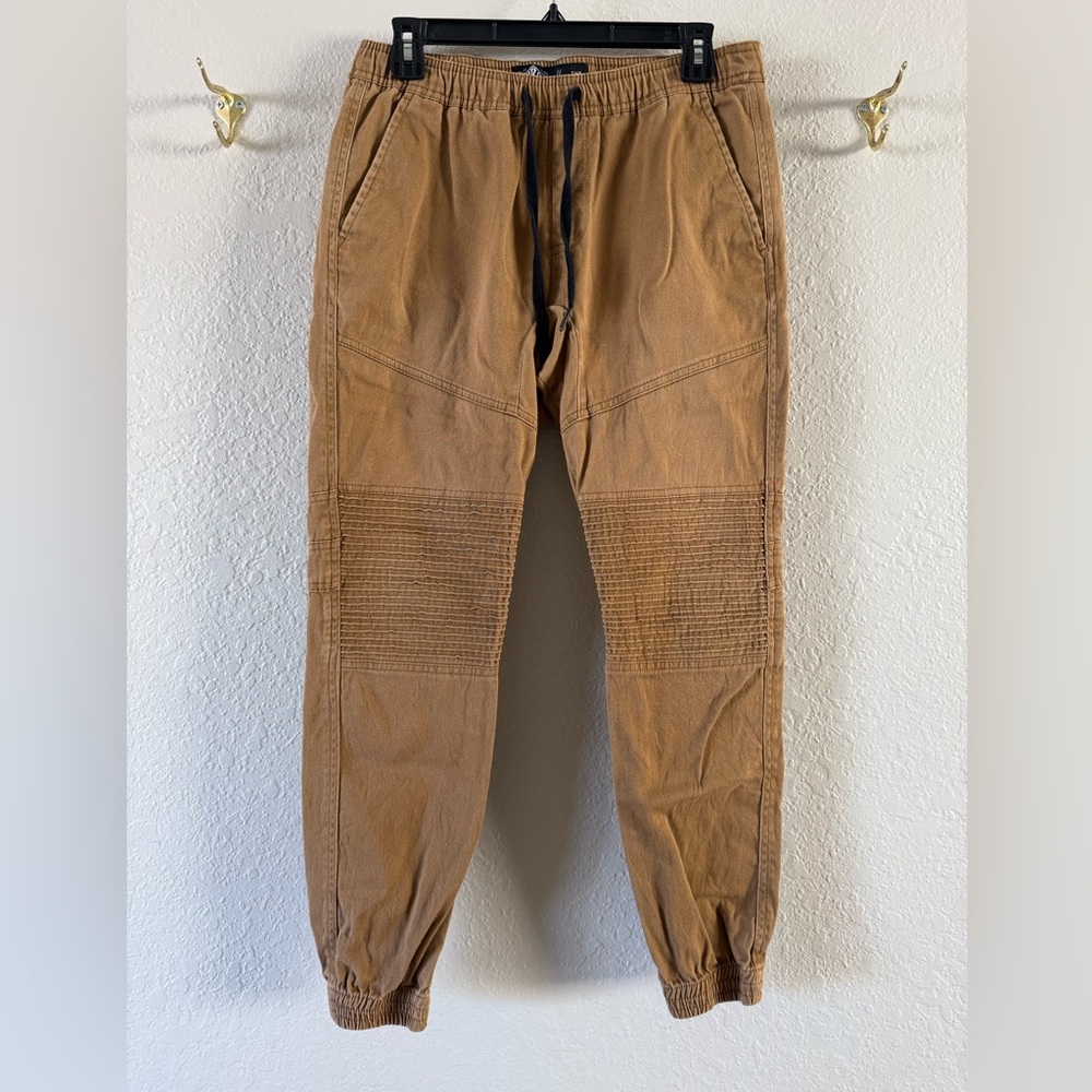 BKC Canvas Moto Joggers Slim Fit Men’s M Mustard Yellow Pockets 30 X 26 Cotton